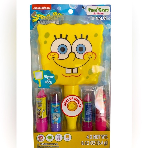 SPONGEBOB SQUAREPANTS PLANT BASED LIP BALM & LIGHT UP MIRROR SET - Picture 1 of 3